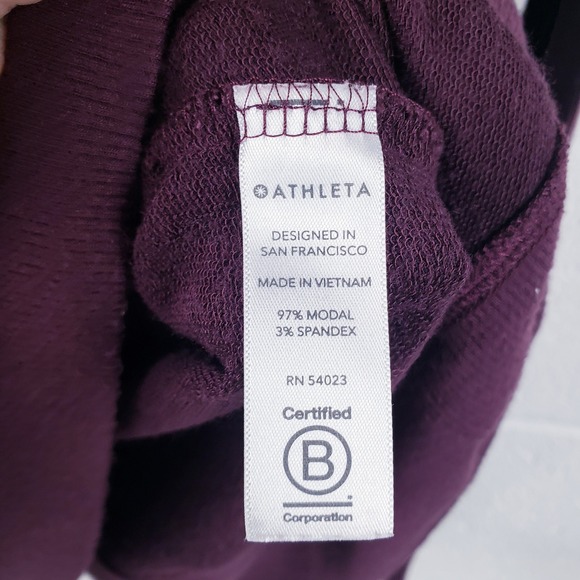 ATHLETA Studio Barre Sweatshirt Pullover Modal Stretch Cabernet Size Small - Picture 4 of 8